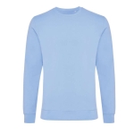 Sweats personnalisés col rond en coton recyclé casual fit 340 g/m2 Iqoniq couleur bleu pastel