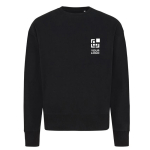 Sweat publicitaire unisexe en coton biologique oversize 340 g/m2 Iqoniq couleur noir avec zone d'impression
