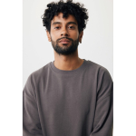 Sweat publicitaire unisexe en coton biologique oversize 340 g/m2 Iqoniq couleur argenté mat cinquième vue avec modèle