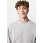 Sweat publicitaire unisexe en coton biologique oversize 340 g/m2 Iqoniq couleur gris clair cinquième vue avec modèle
