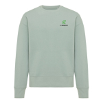Sweat publicitaire unisexe en coton biologique oversize 340 g/m2 Iqoniq couleur vert olive vue avec logo