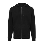 Sweat à capuche personnalisé à zip slim fit 340 g/m2 Iqoniq couleur noir