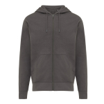 Sweat à capuche personnalisé à zip slim fit 340 g/m2 Iqoniq couleur argenté mat