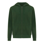 Sweat à capuche personnalisé à zip slim fit 340 g/m2 Iqoniq couleur vert forêt