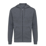 Sweat à capuche personnalisé à zip slim fit 340 g/m2 Iqoniq couleur gris chiné