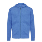 Sweat à capuche personnalisé à zip slim fit 340 g/m2 Iqoniq couleur bleu chiné