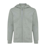 Sweat à capuche personnalisé à zip slim fit 340 g/m2 Iqoniq couleur vert chiné