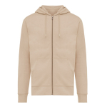 Sweat à capuche personnalisé à zip slim fit 340 g/m2 Iqoniq couleur marron clair