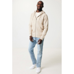 Sweat à capuche personnalisé à zip slim fit 340 g/m2 Iqoniq couleur marron clair vue avec modèle