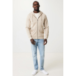 Sweat à capuche personnalisé à zip slim fit 340 g/m2 Iqoniq couleur marron clair deuxième vue avec modèle