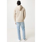 Sweat à capuche personnalisé à zip slim fit 340 g/m2 Iqoniq couleur marron clair quatrième vue avec modèle