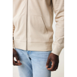 Sweat à capuche personnalisé à zip slim fit 340 g/m2 Iqoniq couleur marron clair