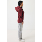 Sweat décontracté en coton écologique regular fit 340 g/m2 Iqoniq couleur bordeaux quatrième vue avec modèle
