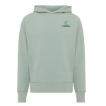 Sweat décontracté en coton écologique regular fit 340 g/m2 Iqoniq couleur vert olive vue avec logo