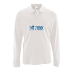 Polo à manches longues en 100% coton pour homme 180 g/m2 SOL'S Perfect couleur blanc vue avec zone d'impression