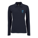 Polo à manches longues en 100% coton pour femme 180 g/m2 SOL'S Perfect couleur bleu marine vue avec zone d'impression