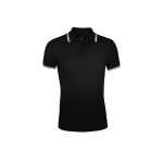 Polo bicolore en coton pour homme 200 g/m2 SOL'S Pasadena couleur blanc/noir quatrième vue