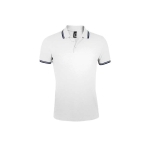 Polo bicolore en coton pour homme 200 g/m2 SOL'S Pasadena couleur blanc/bleu