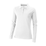 Polo en coton pour femme à manches longues 200 g/m2 Elevate Life couleur blanc