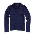 Polo en coton pour femme à manches longues 200 g/m2 Elevate Life couleur bleu ultramarine vue impression sérigraphique