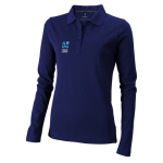 Polo en coton pour femme à manches longues 200 g/m2 Elevate Life couleur bleu ultramarine avec zone d'impression