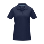 Polo en piqué femme en coton bio certifié GOTS 180 g/m2 Elevate NXT couleur bleu marine deuxième vue frontale