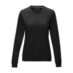 Pull col rond femme, coton bio GOTS 280 g/m2 Elevate NXT couleur noir deuxième vue frontale