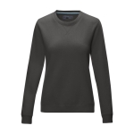 Pull col rond femme, coton bio GOTS 280 g/m2 Elevate NXT couleur gris foncé deuxième vue frontale