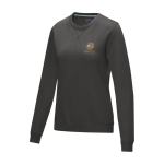 Pull col rond femme, coton bio GOTS 280 g/m2 Elevate NXT couleur gris foncé vue impression transfert