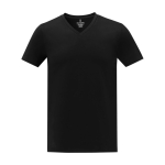 T-shirt floqué à col en V pour homme en coton 160 g/m2 Elevate Life couleur noir deuxième vue frontale
