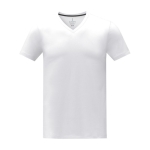 T-shirt floqué à col en V pour homme en coton 160 g/m2 Elevate Life couleur blanc deuxième vue frontale