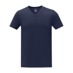 T-shirt floqué à col en V pour homme en coton 160 g/m2 Elevate Life couleur bleu marine deuxième vue frontale