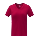 T-shirts avec logo à col en V femme en coton 160 g/m2 Elevate Life couleur rouge deuxième vue frontale