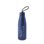 Bouteille en acier inoxydable recyclé avec poignée imprimée, 710ml couleur bleu marine image avec logo