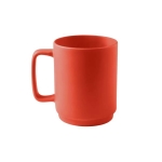 Tasse en céramique avec finition mate et anse rectangulaire, 330ml couleur rouge première vue