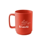 Tasse en céramique avec finition mate et anse rectangulaire, 330ml couleur rouge image avec logo 2