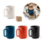 Tasse en céramique avec finition mate et anse rectangulaire, 330ml diverses couleurs
