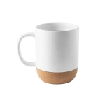 Tasse en céramique pour la sublimation avec base en liège, 390ml couleur blanc première vue