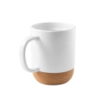 Tasse en céramique pour la sublimation avec base en liège, 390ml couleur blanc