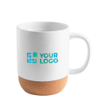 Tasse en céramique pour la sublimation avec base en liège, 390ml avec zone d'impression