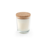 Bougie parfumée, verre avec couvercle en liège, fabriquée en UE, 80g couleur transparent
