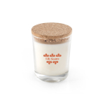 Bougie parfumée, verre avec couvercle liège, fabriquée dans l'UE, 180g couleur transparent image avec logo