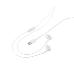 Écouteurs avec microphone et deux paires d'embouts en silicone couleur blanc quatrième vue