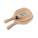Raquettes de plage en bois avec sac et balle inclus couleur bois foncé image avec logo