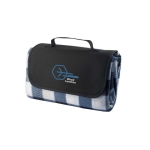 Couverture de pique-nique à carreaux avec poignée de transport 180g/m2 couleur bleu image avec logo