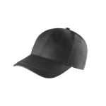 Casquette en coton recyclé à 6 panneaux avec boucle ajustable, 280g/m2 couleur noir