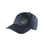 Casquette en coton recyclé à 6 panneaux avec boucle ajustable, 280g/m2 couleur bleu image avec logo