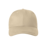 Casquette en coton recyclé à 6 panneaux avec boucle ajustable, 280g/m2 couleur beige première vue