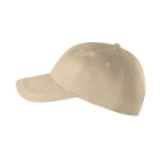 Casquette en coton recyclé à 6 panneaux avec boucle ajustable, 280g/m2 couleur beige troisième vue