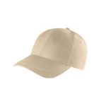 Casquette en coton recyclé à 6 panneaux avec boucle ajustable, 280g/m2 couleur beige